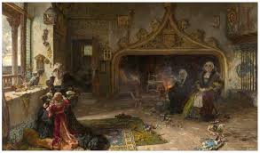 La reina doña Juana la Loca, recluida en Tordesillas con su hija, la infanta doña Catalina (1906). Francisco Pradilla y Ortiz